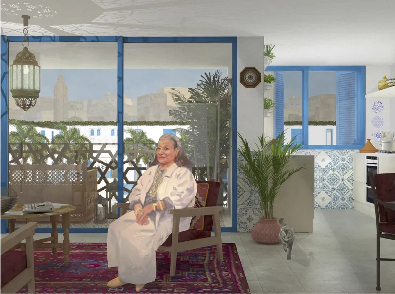 Warm and Accessible Residential Interior Supporting Independent Living, Comfort, and Wellbeing for Older Residents.