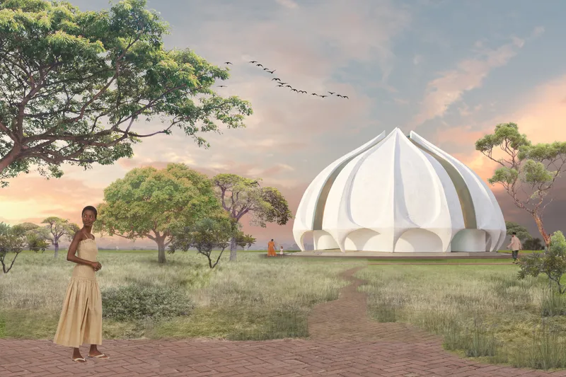 Eco-Chapel rises from a restored urban garden, blending sacred architecture with Addis Ababa’s green landscape.