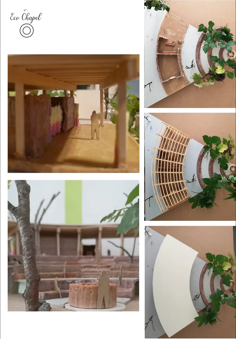 Physical model illustrating the spatial experience, circular form, and community-focused design concept.