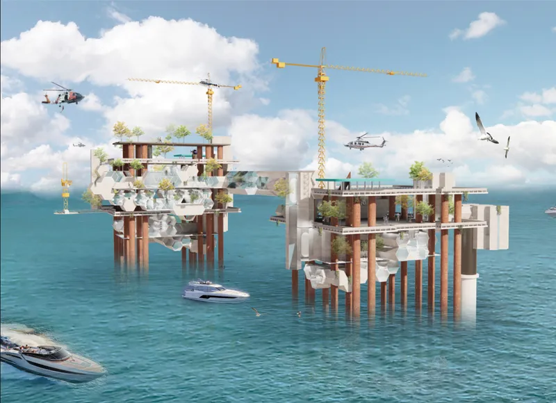 Adaptive Reuse Architecture Reimagining Offshore Platforms as Living Marine Ecology Centers