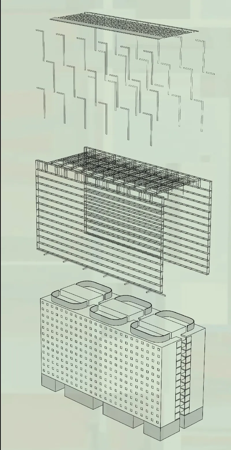 Exploded view of the retrofit support framework
