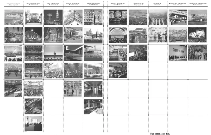 Comparative research mapping the spatial typologies and architectural settings of major international film festivals worldwide.