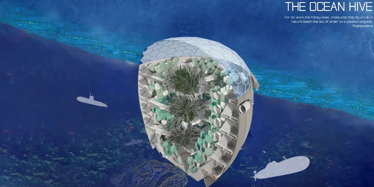 The Ocean Hive: Sustainable Architecture for a Self-Sufficient Civilization at Sea