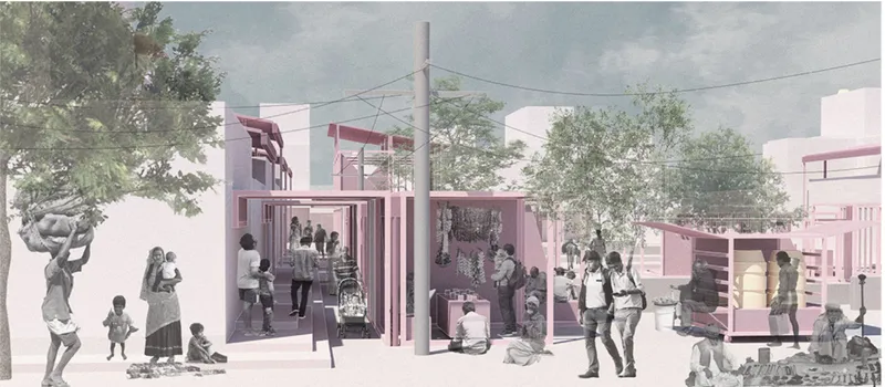 Water stations and adaptable public modules transform infrastructure into accessible neighborhood amenities and social spaces.