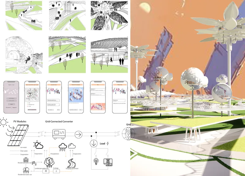 Shared Growth combines flexible workspaces, digital booking systems, renewable energy, water management, and nature-inspired architecture.