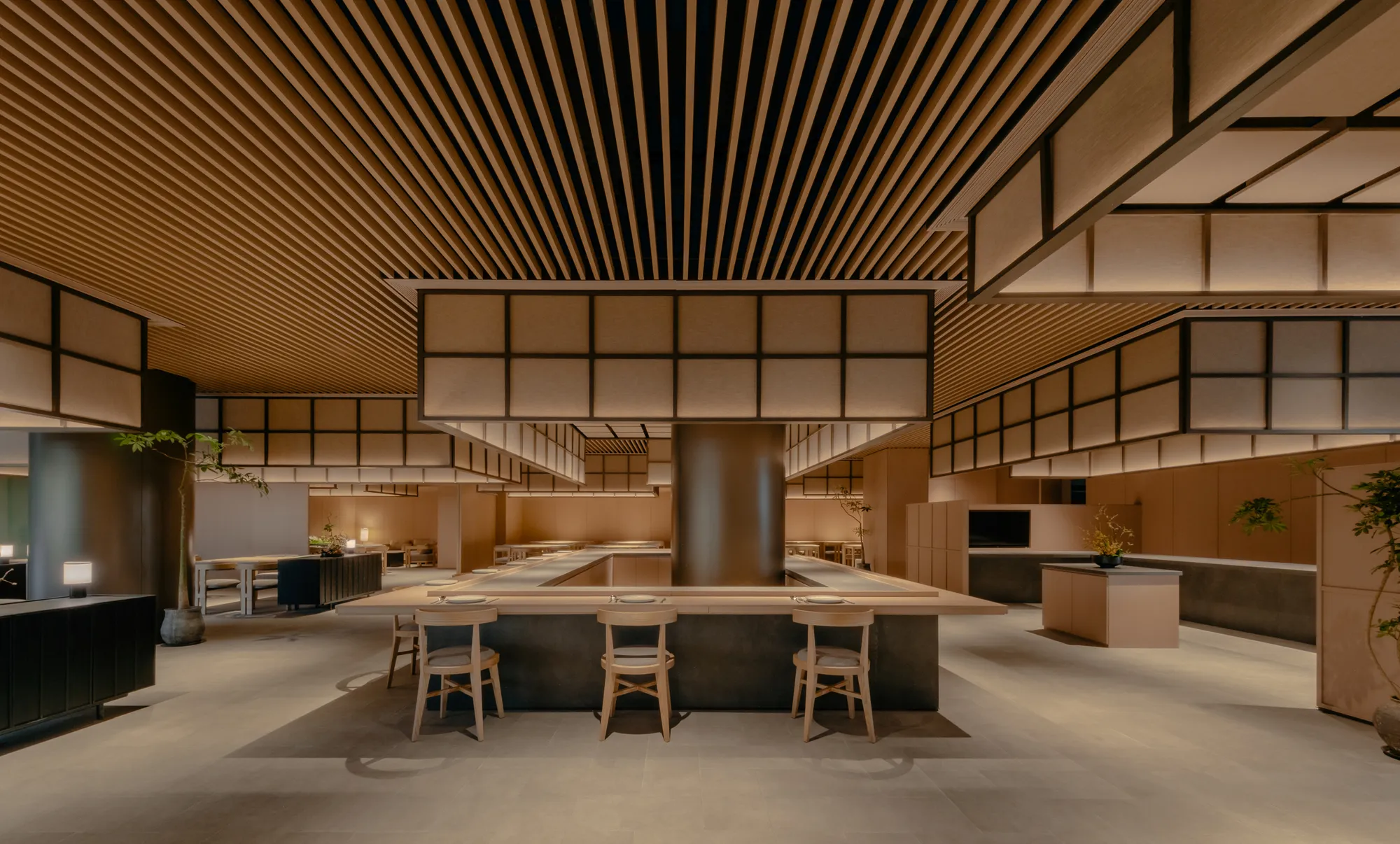 PLAT ASIA Builds a Sunken Community Center Around Frame Boxes in a Beijing Residential Park