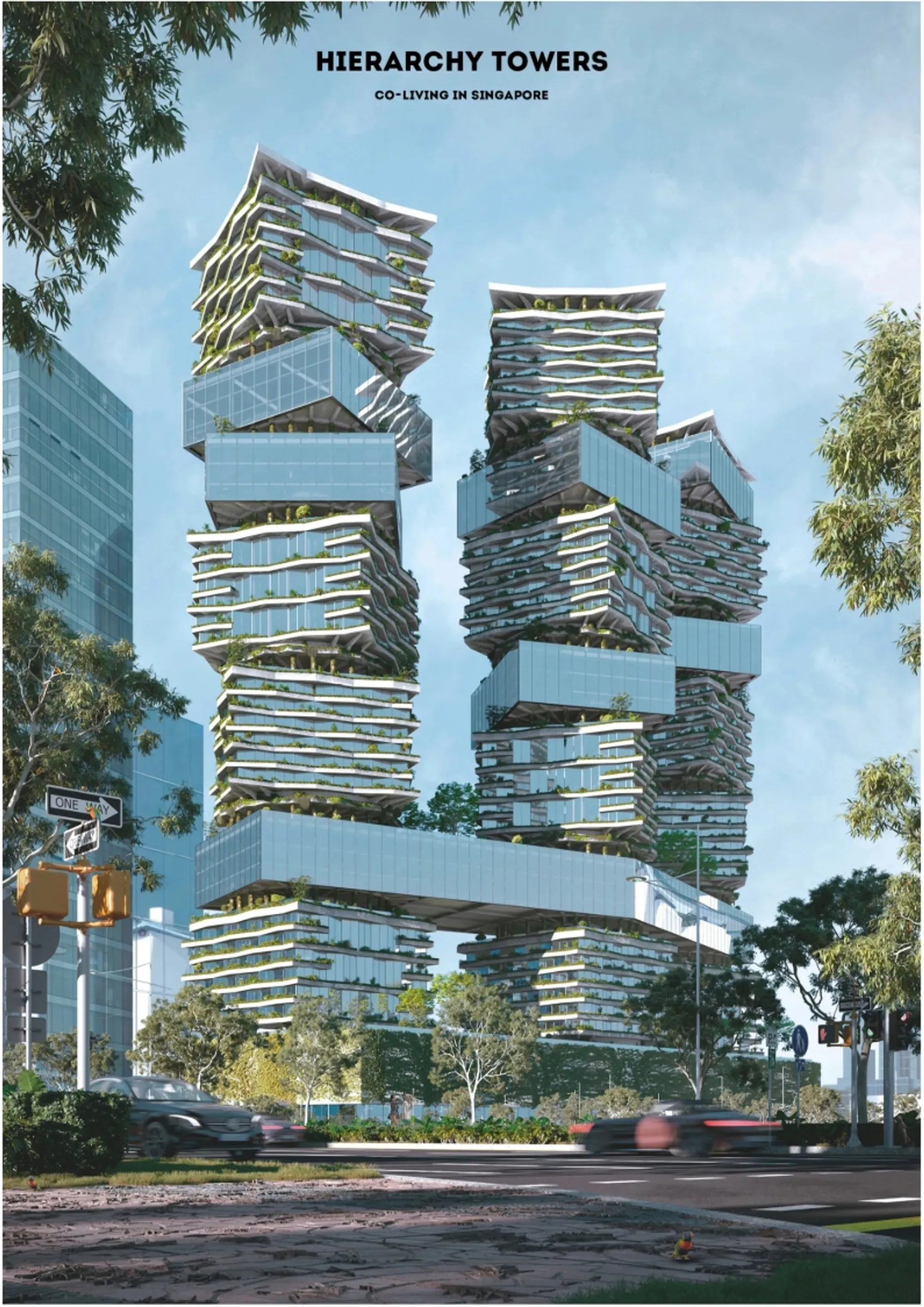 Hierarchy Towers: Sustainable Architecture for Vertical Co-Living in Singapore