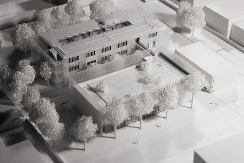 Model of the pavilion complex. Courtesy of Archisbang and Areaprogetti