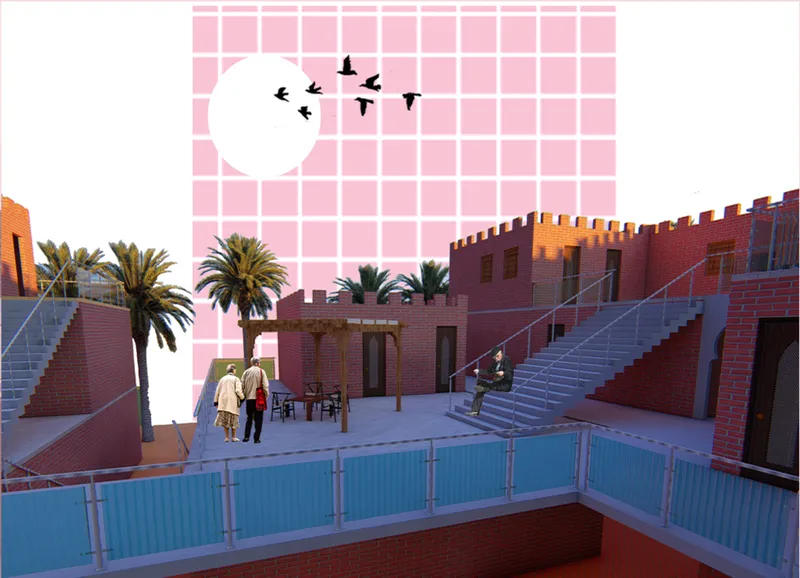 Community courtyard designed for informal meetings, rest, and everyday social life