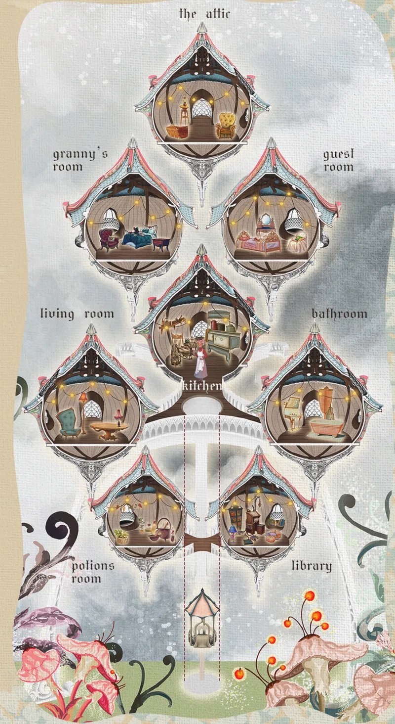 Pod-like rooms organize Grandmother’s house into a vertical network of living, sleeping, reading and shared spaces.