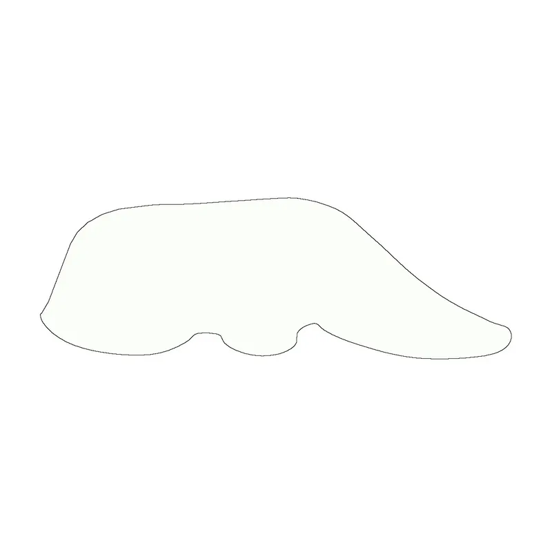 Line drawing showing an organic roof plan with three undulating lobes extending from a central mass