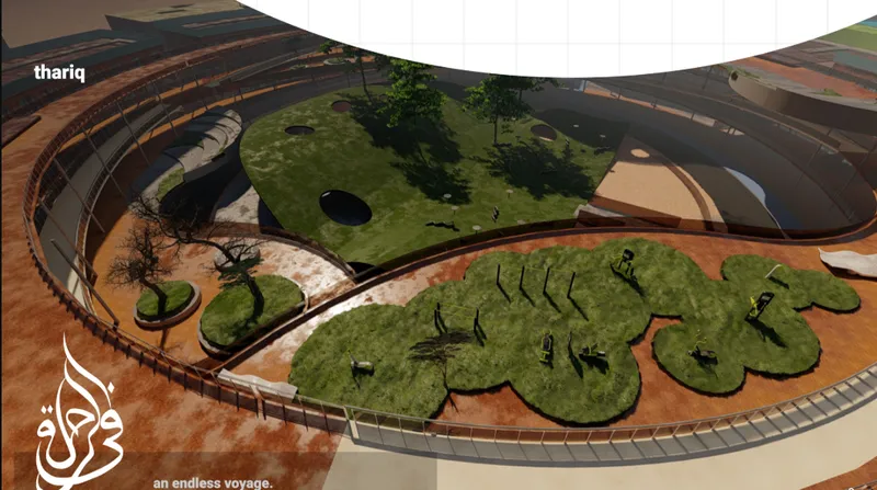 Landscaped circulation paths combine recreation, greenery, and accessible movement throughout the community.