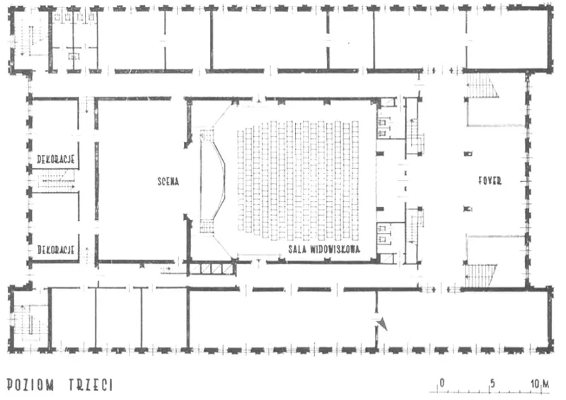 Fig. 7. Second Floor Plan of the MCC (source: J. Kowalski, Morski Dom Kultury, „Architektura” 1955, nr 4 (90), s. 87)