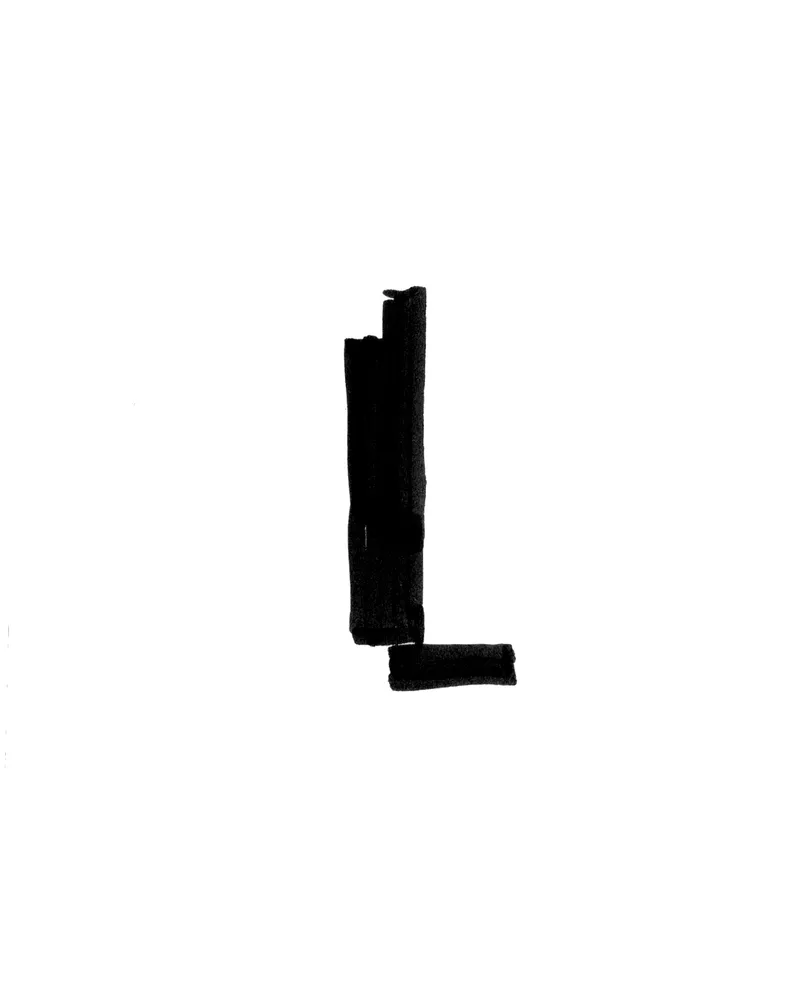Diagram sketch in black ink showing an L-shaped massing configuration