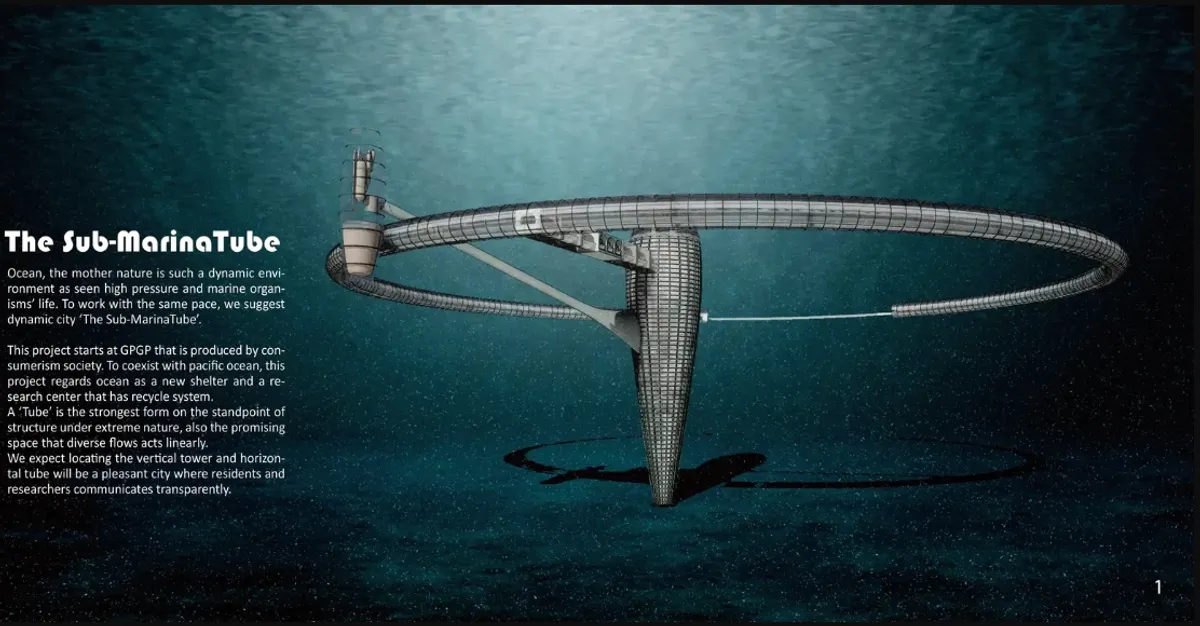 The Sub-MarinaTube: Sustainable Architecture for a Plastic-Recycling Underwater City