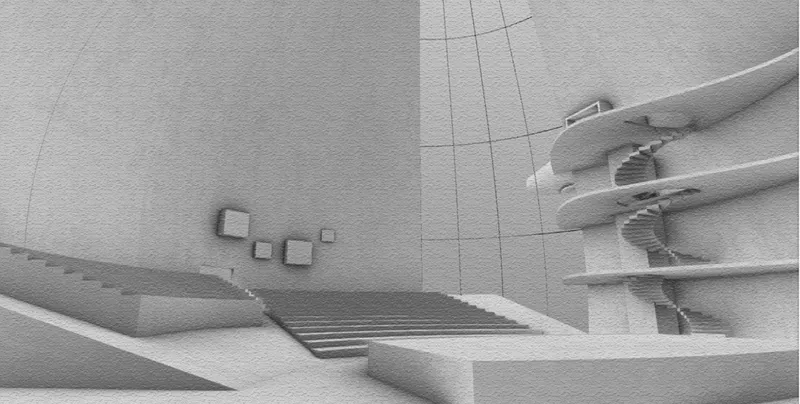 Monumental curved walls and tiered seating create a dramatic, immersive performance environment