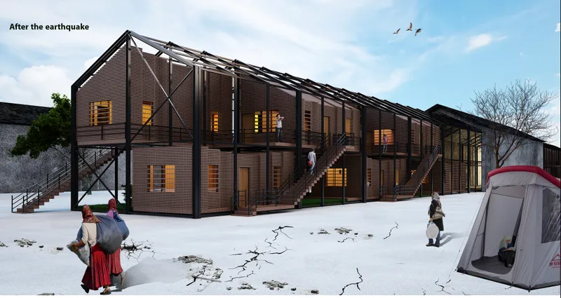 Open structural frames support public life before disaster strikes