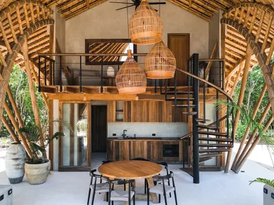 terrAurea Studio Shelters a Tulum Villa Beneath a Continuous Bamboo Roof Canopy