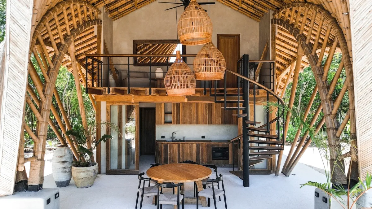 terrAurea Studio Shelters a Tulum Villa Beneath a Continuous Bamboo Roof Canopy