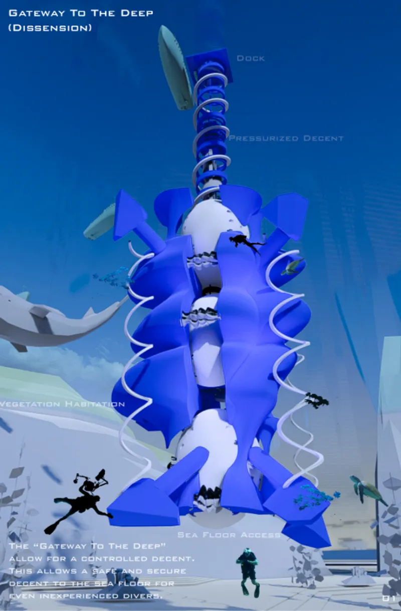 Pressurized descent system linking the ocean surface to the sea floor