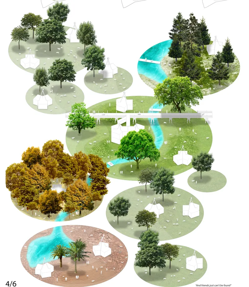Interconnected habitat zones recreate diverse natural environments for animals and visitors