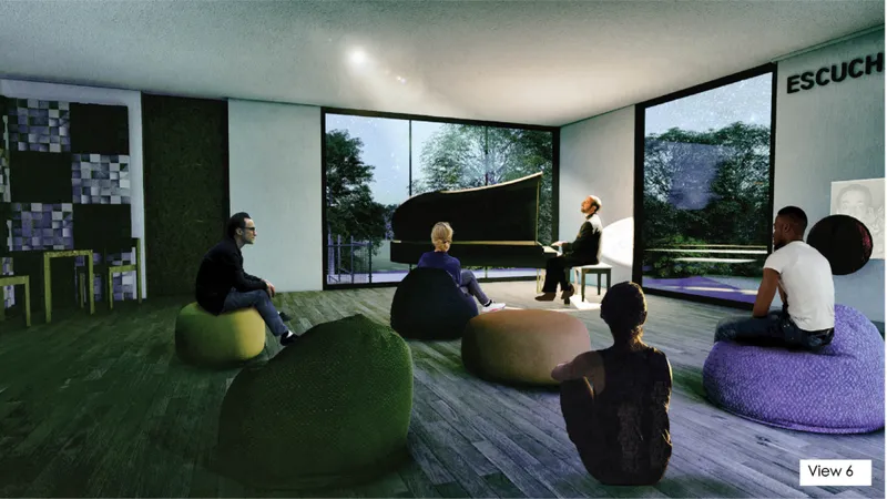 A quiet performance space uses music and storytelling to connect people through sensory experience.