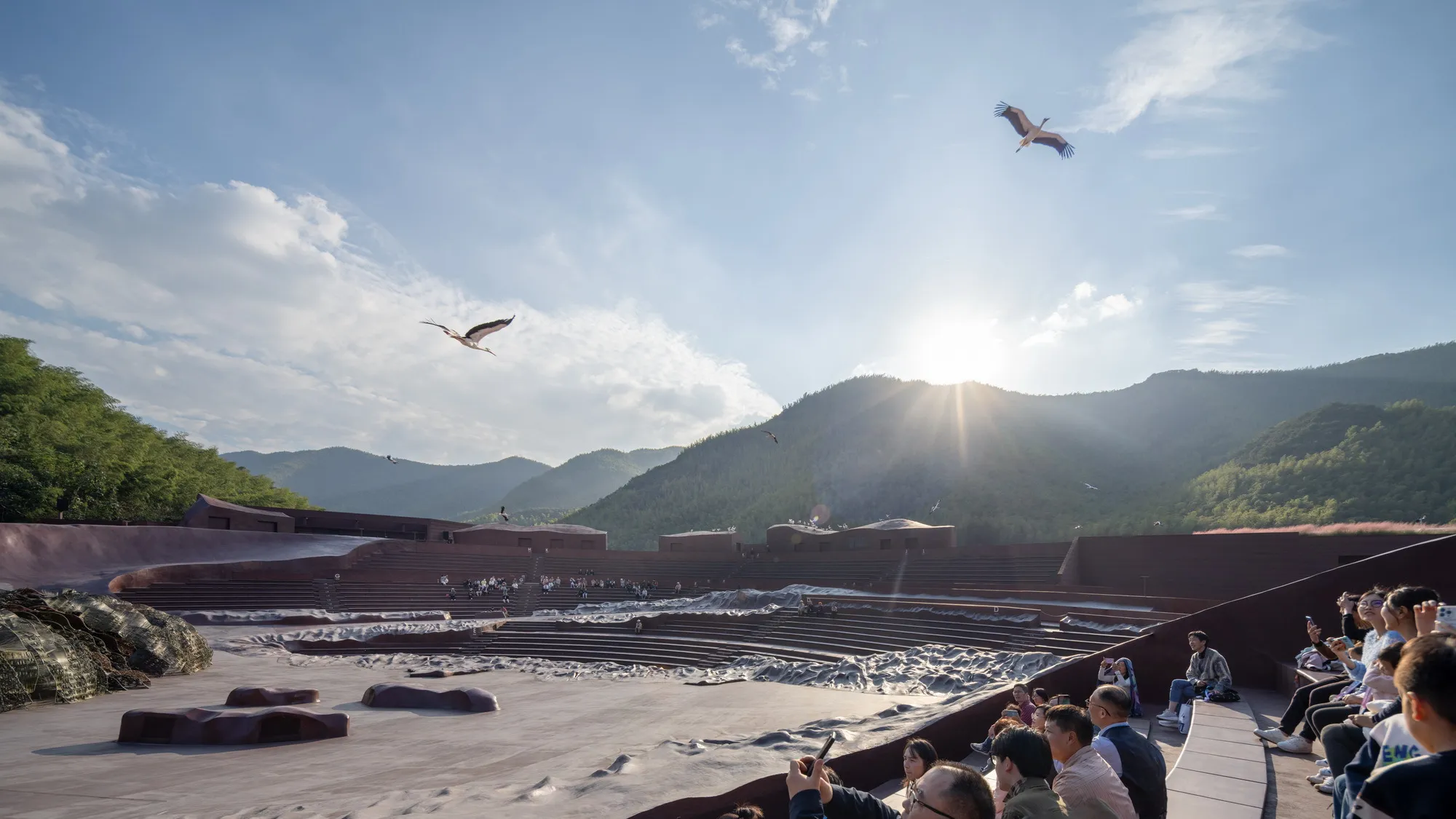 GOA Sinks a 2,000-Seat Theater into a Chinese Valley Where Birds and Audiences Coexist