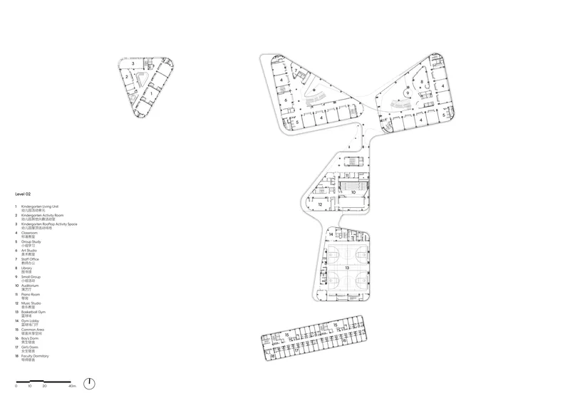 Floor plan drawing depicting the layout of individual apartment blocks distributed across the site