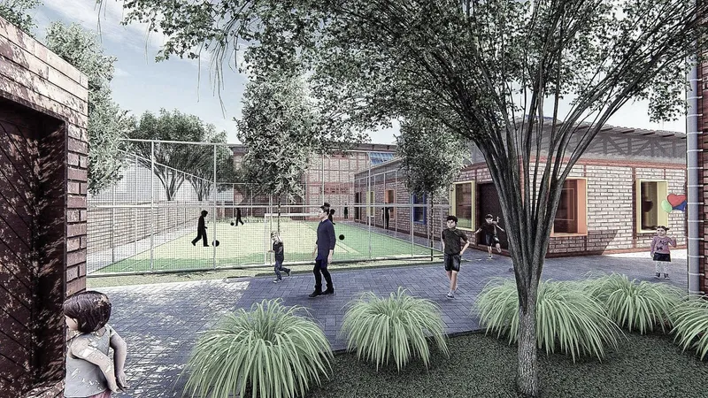 Shared play area supports children, recreation, and community life.