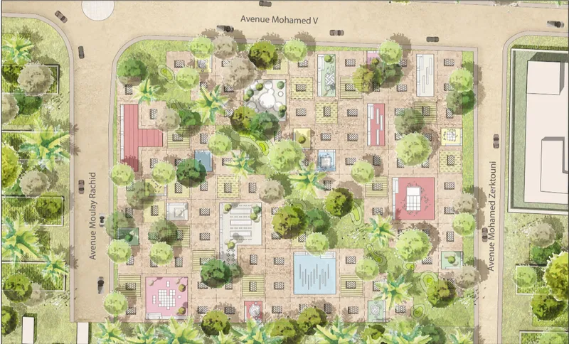 The Green Mosaic masterplan integrates housing, gardens, courtyards, and shared facilities within a dense green landscape.