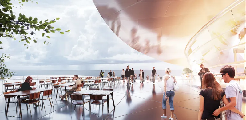 Sea-facing public terrace extends the cultural experience beyond the main performance halls