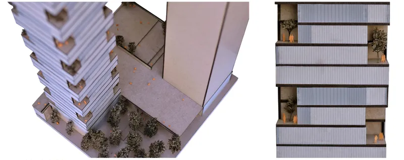 Physical models reveal the project's modular tower composition, showcasing dynamic massing and integrated green spaces within Singapore's dense skyline.