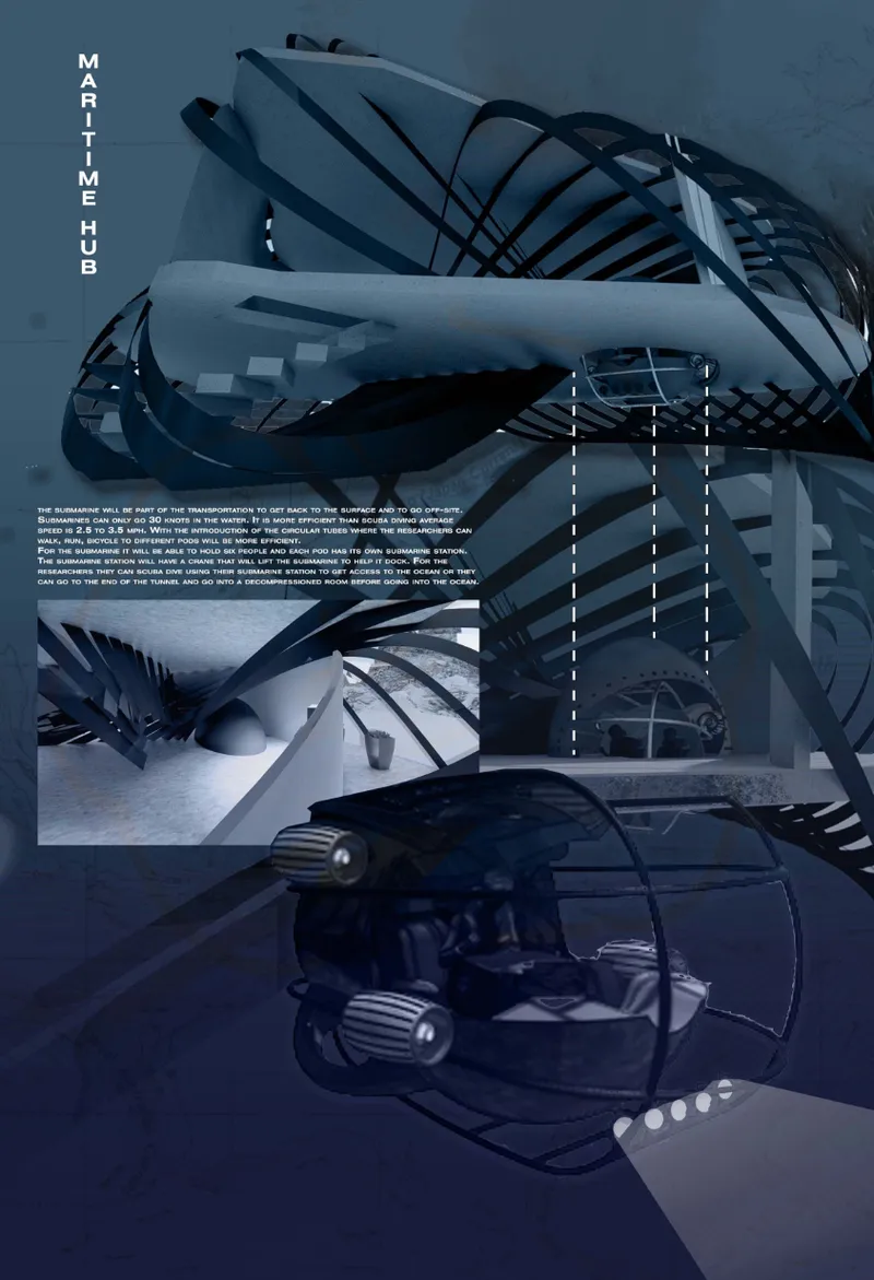 Submarine transport connects the underwater community with the surface and surrounding ocean