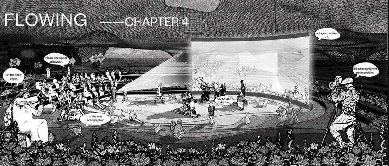 Open-air theater turns the desert film space into a shared stage for audience, crew, and performers.