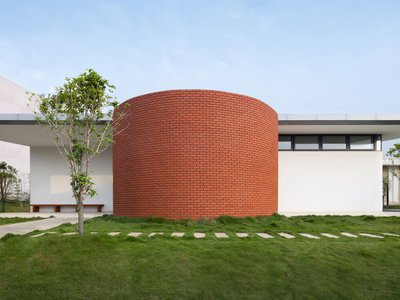UP Architecture Wraps a Ferry Terminal in Red Brick and White Plaster on Liangzi Lake