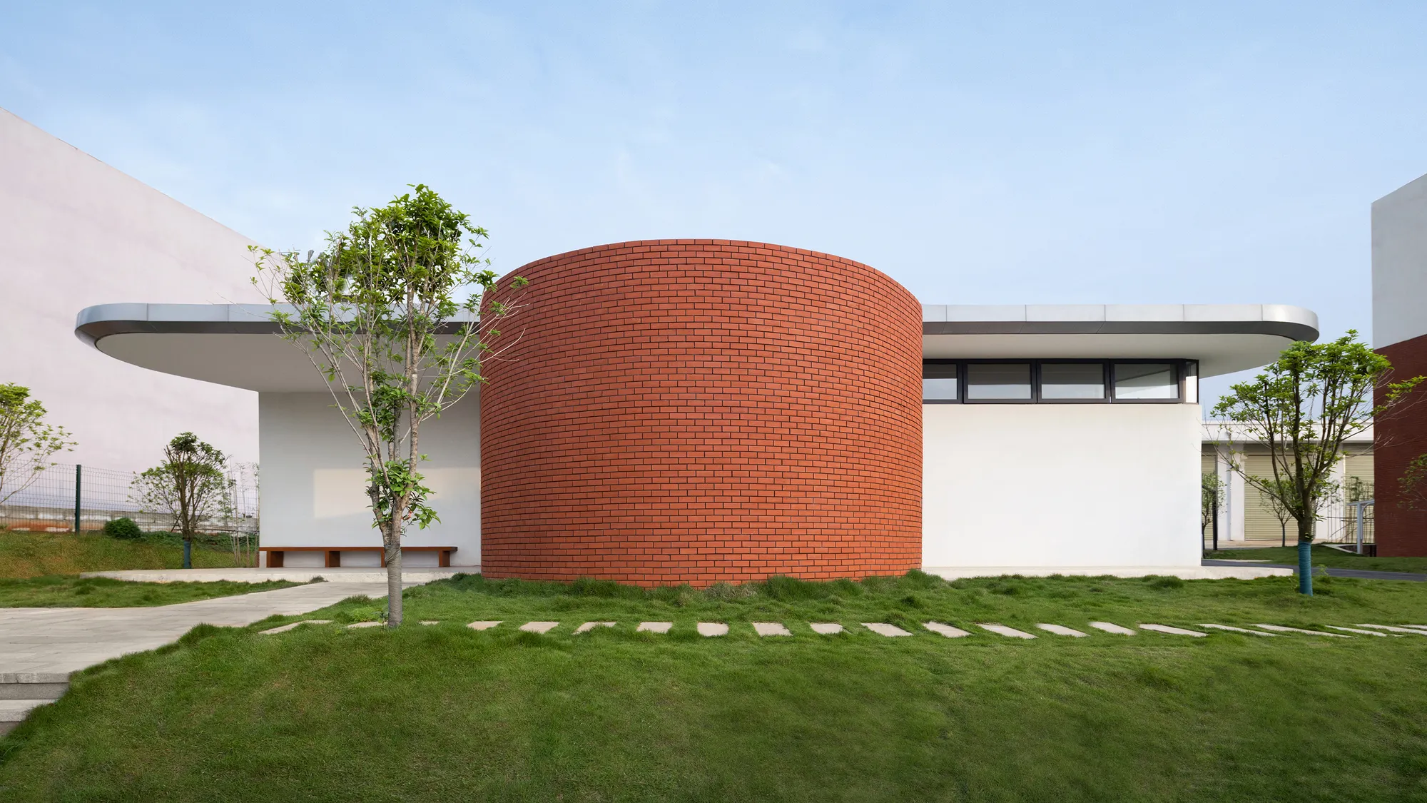 UP Architecture Wraps a Ferry Terminal in Red Brick and White Plaster on Liangzi Lake