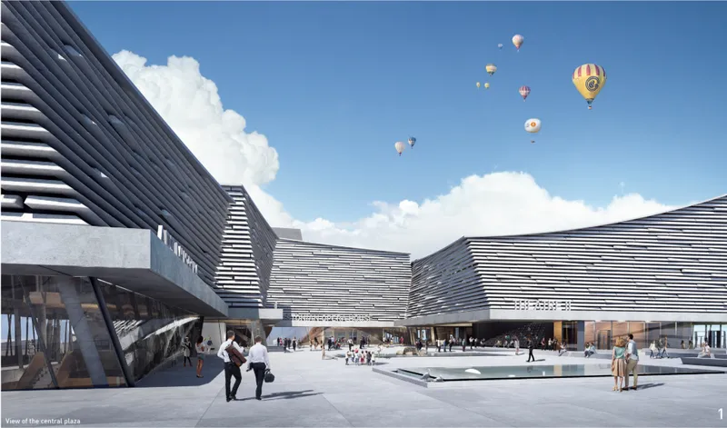 The central plaza transforms the opera house into an open civic gathering space