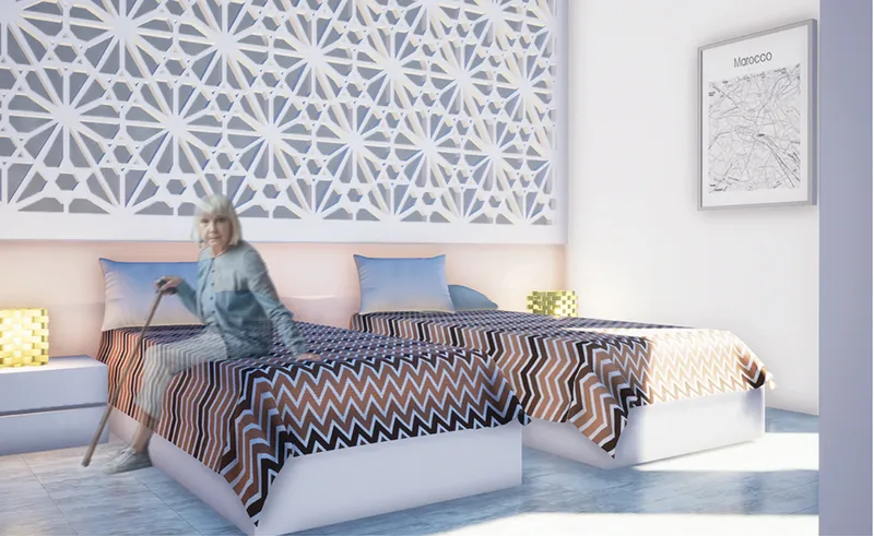 Barrier-free private room designed for comfort, dignity, and independent senior living.
