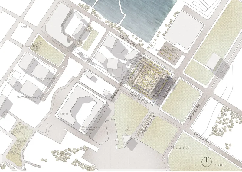 Site plan locating NOMADHOUSE within Singapore’s Marina Bay urban context.