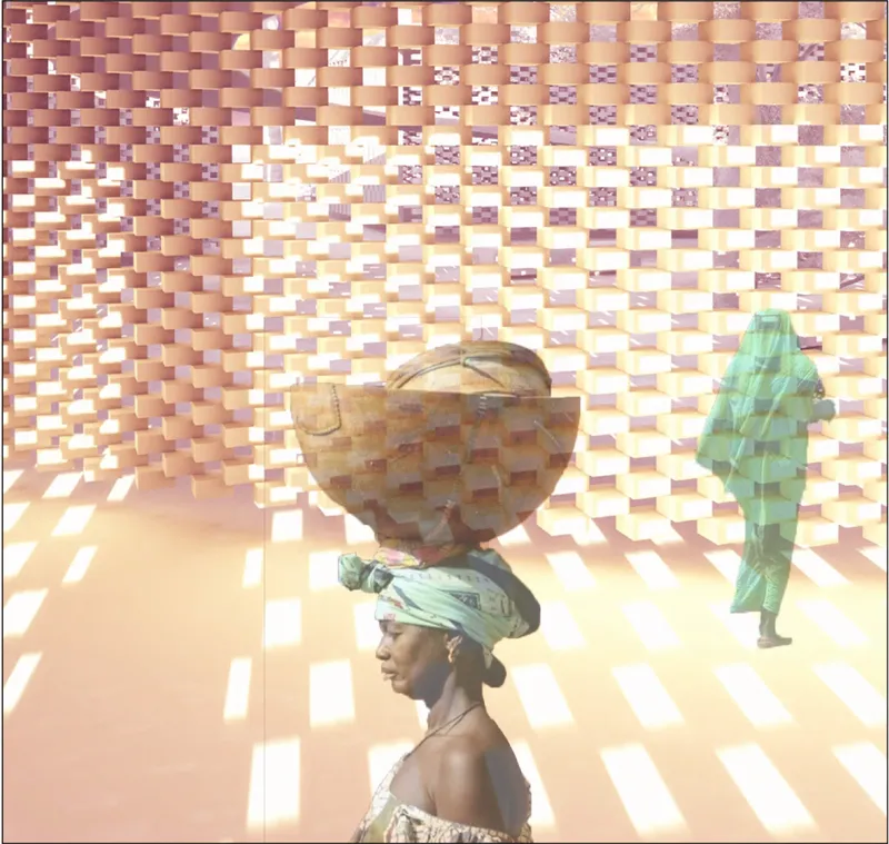 Perforated brick walls filter sunlight into the chapel, forming a warm and contemplative interior atmosphere.
