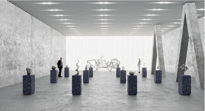 A spacious gallery extends the building’s cultural program