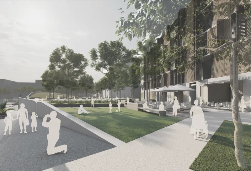 Landscaped public space designed for recreation, gathering, and everyday community life