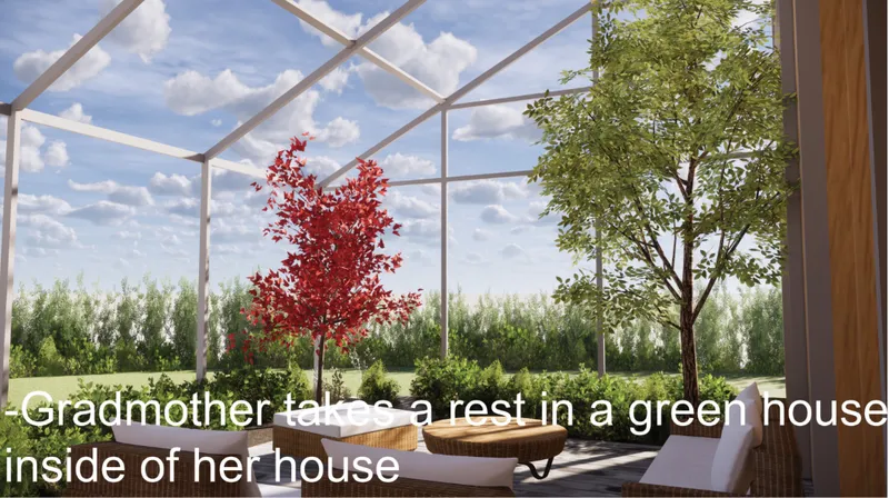 A bright indoor garden creates a calm resting space where architecture and nature merge within the home.