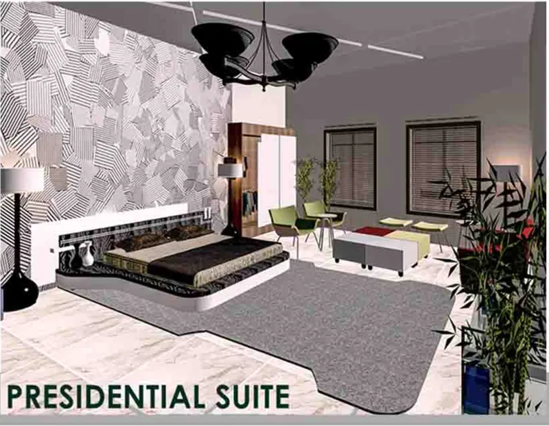 A refined hospitality interior balancing luxury, comfort, and contemporary design within the urban lifestyle complex.