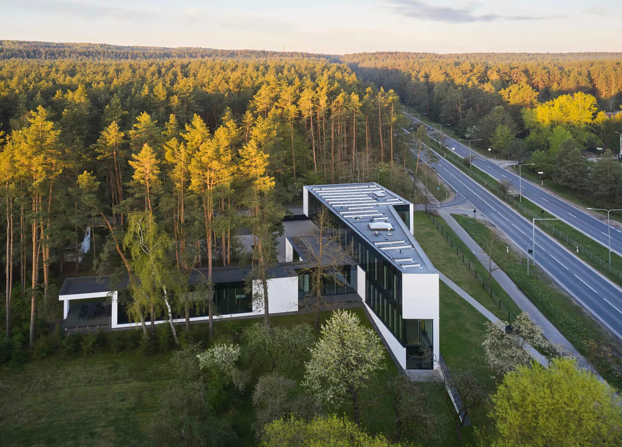 Eventus Architektai Office: A Minimalist Forest-Edge Workspace Integrating Nature and Contemporary Design