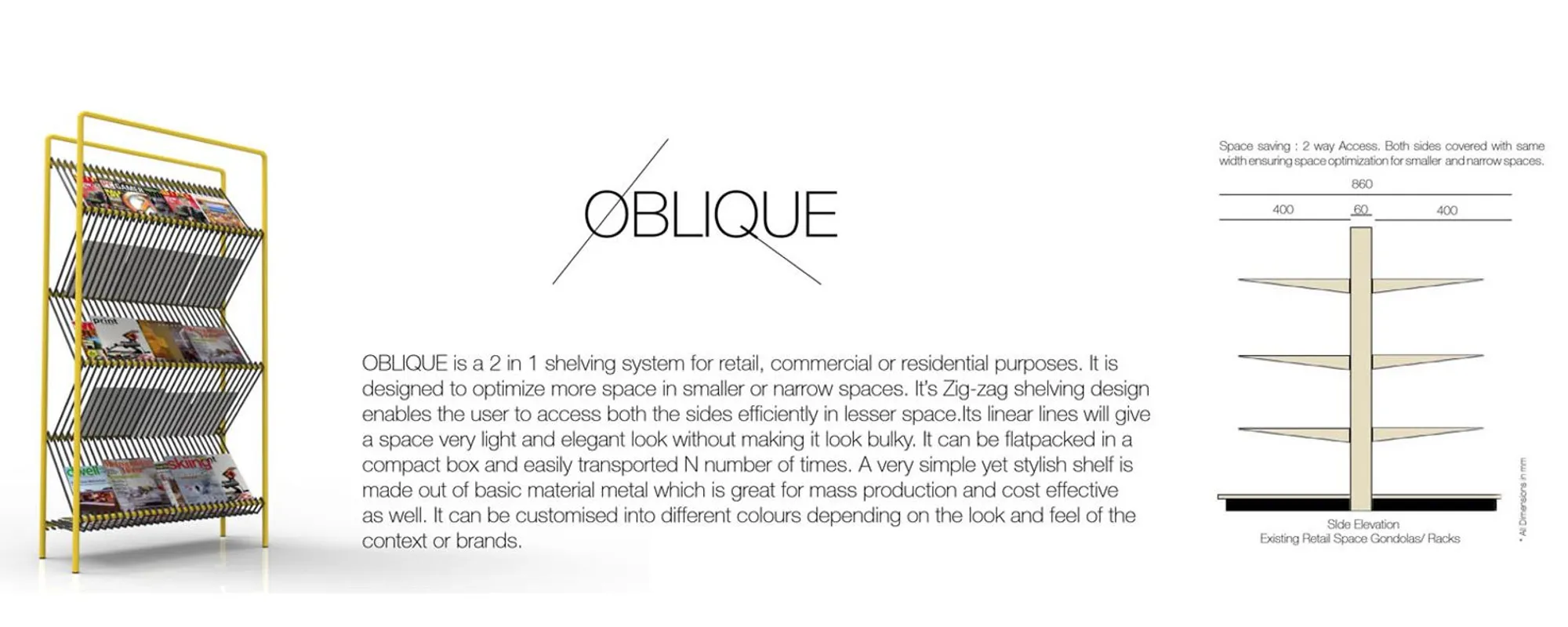 OBLIQUE Bookcase | Modular Shelving Design for Compact Architecture