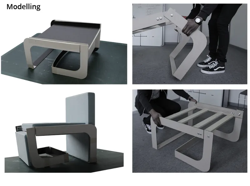 Early physical prototypes exploring structure, stability, and transformation logic.