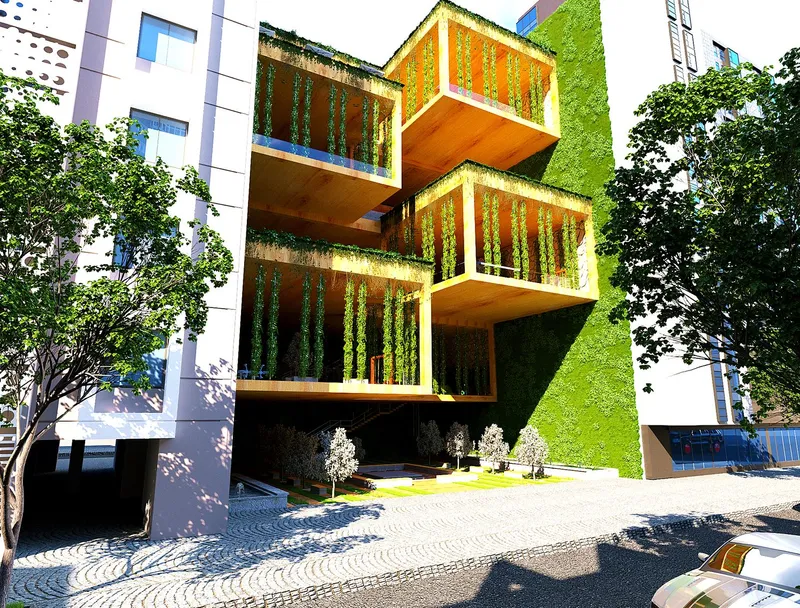 Stacked garden volumes redefining vertical green architecture.