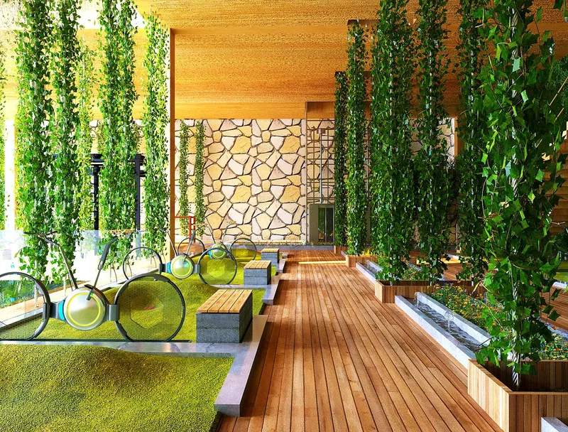 Terraced green platforms inspired by Iranian garden principles