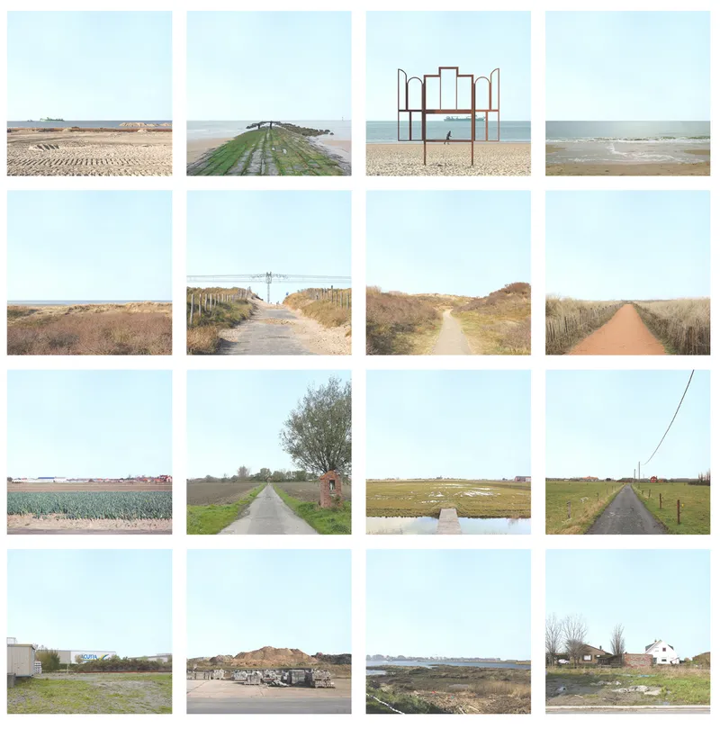 Mapping the fragmented Belgian coastline to reveal relationships between dunes, infrastructure, and underused landscapes.